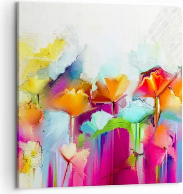 Produktbild von Bild auf Leinwand - Leinwandbild - Blumen Wiese Sommer - 60x60cm - Wand Bild - Wanddeko - Wandbilder - Leinwanddruck - Bilder - Kunstdruck - Wanddekoration - Leinwand bilder - Wandkunst - AC60x60-4095