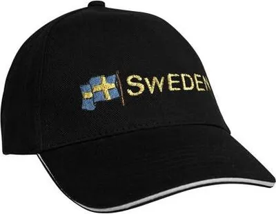 Produktbild von Baseballcap mit Einstickung Fahne Flagge Sweden Schweden 68020 versch. Farben Color - schwarz