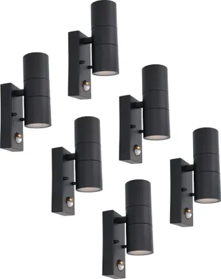 Produktbild von hoftronic Blenda LED Wandleuchte 8W 690lm 4000K IP44 Schwarz Set 6 Stück