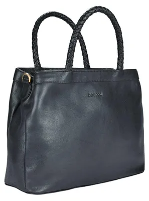 Productafbeelding van Beocca leren handtas, gemaakt van plantaardig gelooid leer, medium formaat, elegante dameshandtas, handgemaakt, zwart