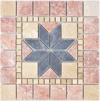 Produktbild von Naturstein Rosone Tarbora Beige Rot Schwarz 30x30cm