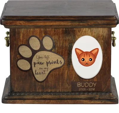 Produktbild von Abessinier Katzenascheurne, personalisierte Urne mit Gravur, Erinnerungsbox für Katzenasche von der Marke Art-Dog