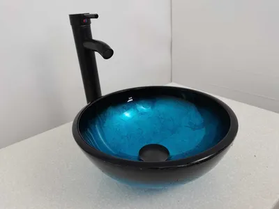 Produktbild von Domotechnika | Waschbecken Alberga - 42X42X14 Cm - Blau - Rund - Hochwertiges Glasdesign