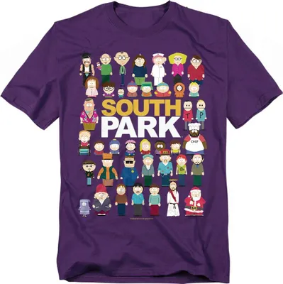 Obrázok produktu pre South Park - Tričko s nápisom "Full Cast" pre mužov/ženy Uni TV20710 (4XL) (fialová)