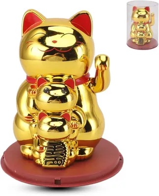 Productafbeelding van Feng shui gelukskat - Goud waving gelukkige fortune cat chinees good luck cat - Gelukkig en geluk - Zonne-energie