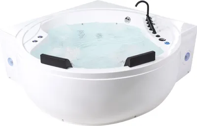 Produktbild von BELIANI Whirlpool-Badewanne Weiß Sanitäracryl 225 x 160 cm Eckmodell mit LED Bluetooth-Lautsprecher Massagefunktion Armatur Kopfstütze Massage Wanne