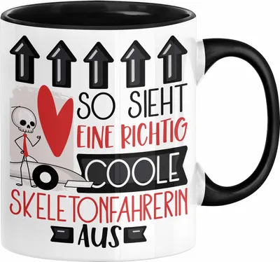 Produktbild von Skeletonfahrerin Geschenk Tasse Geschenkidee für Skeletonfahrerin Geburtstag Weihnachten Spruch So Sieht Eine Richtig Coole Skeletonfahrerin Aus Kaffee-Becher  (Schwarz)