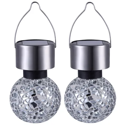 Produktbild von Solarlampe Garten 2er Set Hängeleuchte Kugeln Solarleuchten Außen Außenleuchte