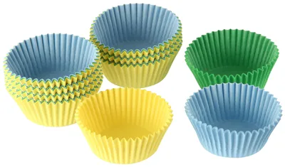 Zdjęcie produktu dla Dr. Oetker papierowe kubki do pieczenia Ø 3 cm, kolorowe papierowe kubki na muffiny, kubki na babeczki, muffiny i budyń, kolor: żółty/zielony/niebieski (ilość: 180 sztuk)