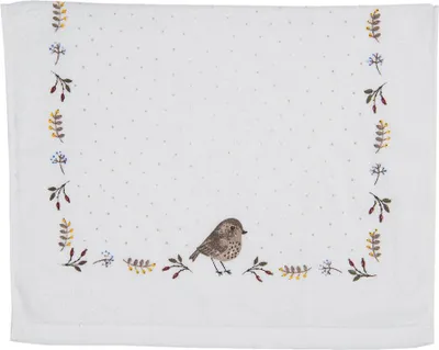 Produktbild von Clayre & Eef Gästehandtuch 40x66 cm Beige Braun Baumwolle Vogel