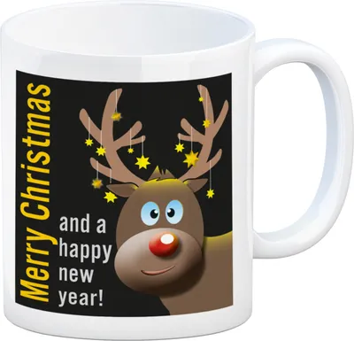 Produktbild von Rentier Motiv und Spruch Kaffeebecher in Schwarz zum Thema Weihnachten