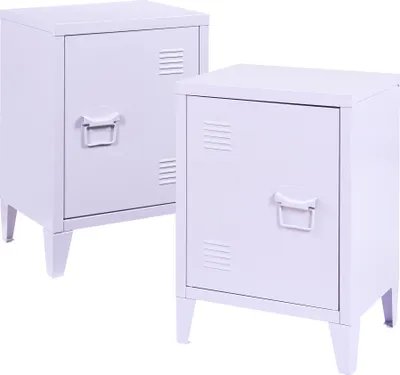 Obrázok produktu pre Nočná skrinka "Inari" sada 2 ks s úchytkou na dvere pravá a ľavá oceľ 57 x 40 x 30 cm Fialová