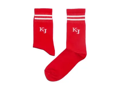 Produktbild von Damen Basic Socken aus Baumwolle Designer Rot und Weiß Größe 35-38
