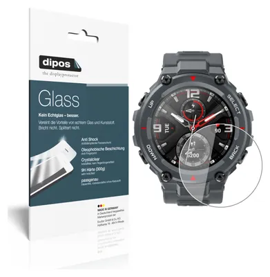 Zdjęcie produktu dla 2x folia ochronna do smartwatcha Amazfit T-Rex - folia antywstrząsowa 9H z plastikowym szkłem Dipos Glass