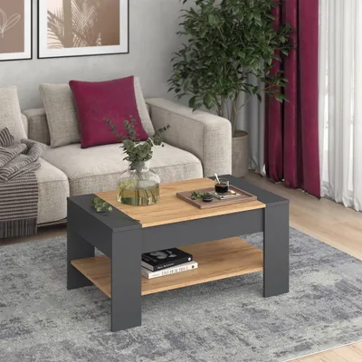 Obrázek produktu pro Konferenční stolek Vicco August Zlatý dub power/antracit 99.6 x 58.8 cm se zásuvkou, Model 55595
