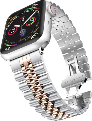 Produktbild von Strap-It Apple Watch Ultra Jubilee Stahlarmband (Silber/Roségold)