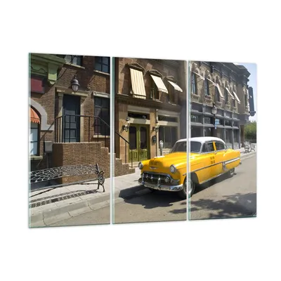 Produktbild von Bilder auf glas - Amerikanisches auto klassisch stadt - 105x70cm - Glasbilder - Wandbilder - Kunstdruck - Wanddekoration aus Glas - Glas Bilder - Wandbild auf Glas - GCE105x70-2569