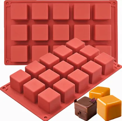 Produktbild von 2 Stück Brownie Backform, 15 Hohlräume Silikon Schokoladenformen, Kleine Quadratische Kuchenform, Lebensmittelecht und Antihaftbeschichtet, für Pralinen, Eiswürfeln, Gelee, Mousse