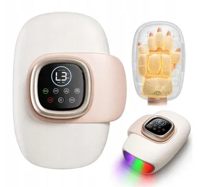 Produktbild von Handmassagegerät Elektrisch mit 3D Kompression & Wärme, Kabellos, LED, zur Entlastung bei Taubheit & Gelenkschmerzen, Hand Massage Wellness Geschenk