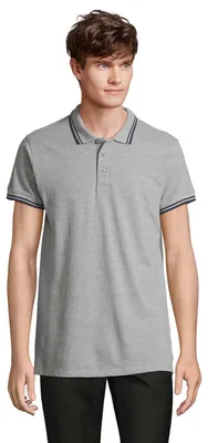 Produktbild von SOLS - "Pasadena" Poloshirt für Herren LT1980 (M) (Grau meliert/Marineblau)