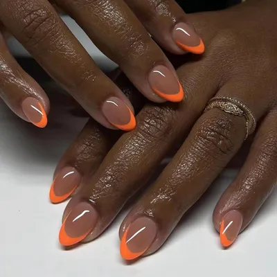 Produktbild von 24 Stück Orange Französische Künstliche Mandel Nägel - Press on Nails mit Nagelkleber