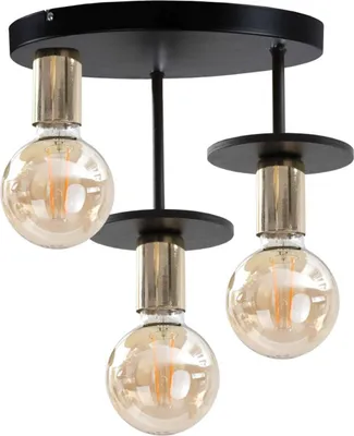Produktbild von Deckenlampe Metall E27 rund Ø 30 cm in Schwarz Gold 3-flammig Retro
