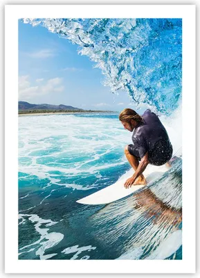Produktbild von Poster - Poster ohne Rahmen - Surfen Surfer Ozean Welle - 50x70 cm - Wand Bild - Wanddeko - Wandbilder - Kunstposter - Wandposter - Bilder - Kunstdruck - Wanddekoration - Wandbild - P2XPA50x70-2785