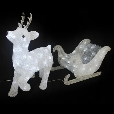 Produktbild von LEX XXL Acryl LED Rentier mit Schlitten 80 LEDs LK039R