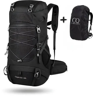 Produktbild von CarryQuest® - Rucksack 50L wasserdicht Nylon Regenhülle Schuhfach schwarz