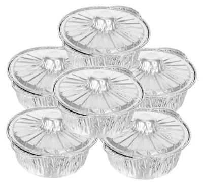 Produktbild von 6stücke Aluminiumfolienschalen Mit Deckel Runde Folienformen Einweg-kochformen Für Camping Zum Backen Und Servieren Bei Outdoor-veranstaltungen