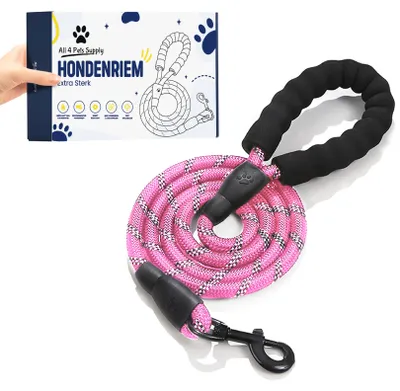 Productafbeelding van All 4 Pets Supply Hondenriem 3 Meter Roze – Reflecterend – Elastische Looplijn