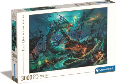 Produktbild von Clementoni - 33023 - Puzzle Collection - The Underwater Battle - 3000 Teile - Puzzle für Erwachsene, Illustration des Autors, Paolo Barbieri, horizontal, Spaß für Erwachsene,  Italy