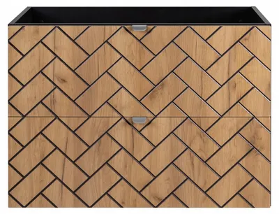 Zdjęcie produktu dla Szafka Łazienkowa Wisząca Pod Umywalkę 80X46Cm Rensan Czarny Dąb Fronty Mdf