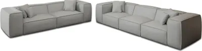 Produktbild von Kunstleder 4-3-Sitzer Sofa Set Arelia Hellgrau