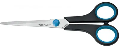Westcott Schere Easy Grip 18 cm, Rechtshänder, blau/schwarzer Kunststoffgriff, rostfreie Klinge