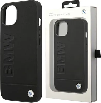 Zdjęcie produktu dla Etui na telefon iPhone 14 Pro Max BMW z prawdziwej skóry, czarne