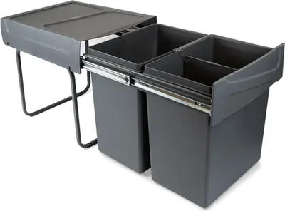 Produktbild von Emuca Recycle Recyclingbehälter für Küche, 2x20 Liter, Bodenbefestigung und