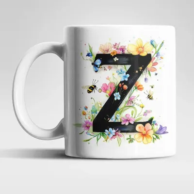 Produktbild von Name A bis Z und 0 bis 9 Blumen Bienen Kaffeetasse Teetasse Tasse Geschenkidee – Z
