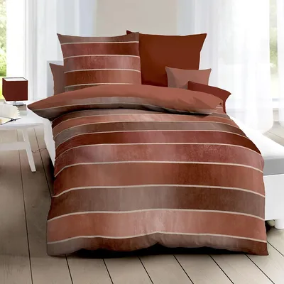 Produktbild von Kaeppel Mako Satin-Wende-Bettwäsche Timeless Größe 135x200 cm 80x80 cm terra