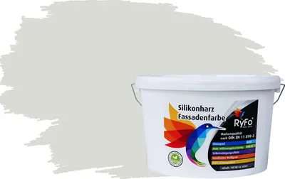 Produktbild von RyFo Colors Silikonharz Fassadenfarbe Lotuseffekt Trend Weißtöne Grauweiß 10l  - bunte Fassadenfarbe, weitere Weiß Farbtöne und Größen erhältlich, Deckkraft Klasse 1