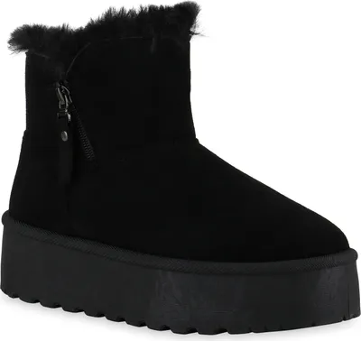 Produktbild von VAN HILL Damen Warm Gefütterte Winter Boots Stiefeletten Bequeme Schuhe 841493, Farbe: Schwarz, Größe: 38