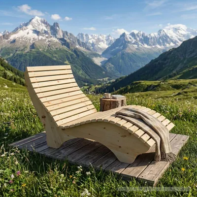 Produktbild von Holzliege Wellenliege Waldsofa Relaxliege Gartenliege "Ruhe-Vroni" (Zirbe) Breite 100 cm Himmelsliege