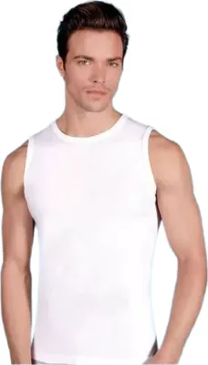Immagine prodotto di confezione da 2 pezzi Maglietta muscolare da uomo Maglietta intima atletica bianca L %100 cotone K-4