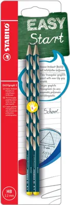 Image de Crayon triangulaire étroit pour gauchers - STABILO EASYgraph S en pétrole - pack de 2 - dureté HB