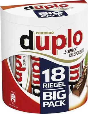 Immagine prodotto di duplo Big Pack 18 barrette con ripieno di torrone wafer 327g confezione da 15 pezzi