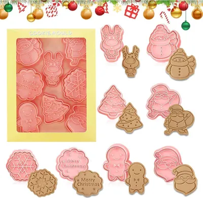 Immagine prodotto di Viilich tagliabiscotti natalizio Tagliabiscotti 3D per Natale set di 8
