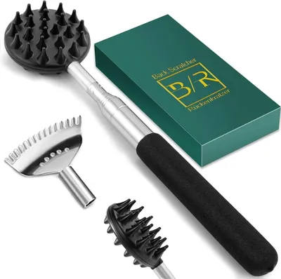 Productafbeelding van Telescopische rugkrabber met 5 verwisselbare opzetstukken, cadeau set voor mannen en vrouwen