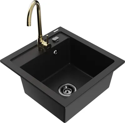 Produktbild von Mexen Vito 1-Becken-Granit-Spüle mit Mischbatterie Telma, Schwarz - 6503-77-670200-50-B