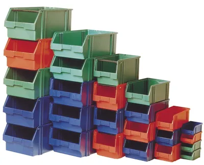 Produktbild von LA KA PE Sichtlagerkasten Größe 1A blau Länge 500 / 450 x Breite 300 x Höhe 230mm aus Polystyrol stapelbar - LK1A