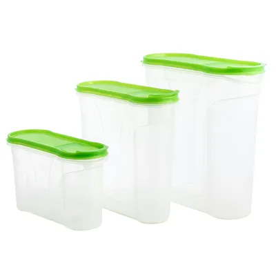 Immagine prodotto di Set di 3 contenitori: 1 da 1 litro, 1 da 2 litri e 1 da 4 litri. Contenitori per alimenti, contenitori per conservare, contenitori per cereali, contenitori per alimenti, contenitori per la conservazione
